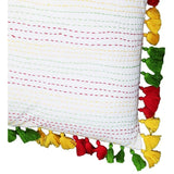 Benzara 18 x 18 Fringe Embellished Cotton Accent Pillow Cover, Multicolor BM219721 Multicolor Fabric BM219721