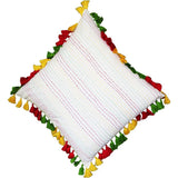 18 x 18 Fringe Embellished Cotton Accent Pillow Cover, Multicolor