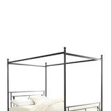 Benzara Queen Size Metal Platform Bed with Quatrefoil Pattern, Black BM219724 Black Metal BM219724