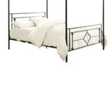 Benzara Queen Size Metal Platform Bed with Quatrefoil Pattern, Black BM219724 Black Metal BM219724