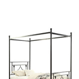 Benzara Twin Size Metal Platform Bed with Quatrefoil Pattern, Black BM219725 Black Metal BM219725