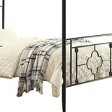 Benzara Twin Size Metal Platform Bed with Quatrefoil Pattern, Black BM219725 Black Metal BM219725