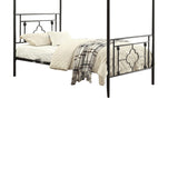 Benzara Twin Size Metal Platform Bed with Quatrefoil Pattern, Black BM219725 Black Metal BM219725