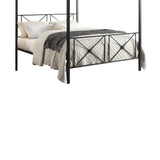 Benzara Queen Size Metal Platform Bed with Cross Pattern, Black BM219726 Black Metal BM219726