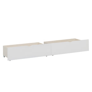 Benzara Underbed Storage Wooden Box with Caster Wheels, Set of 2, White BM219728 White Solid Wood and Veneer BM219728