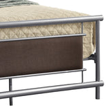 Benzara Faux Leather Upholstered Metal Frame Full Bed, Gray and Brown BM219732 Gray and Brown Metal and Faux Leather BM219732