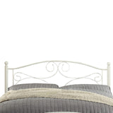 Benzara Metal Full Size  Platform Bed with Scrollwork Details, White BM219738 White Metal BM219738