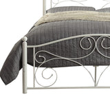 Benzara Metal Full Size  Platform Bed with Scrollwork Details, White BM219738 White Metal BM219738