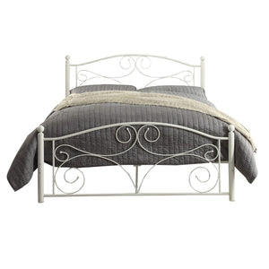 Benzara Metal Full Size  Platform Bed with Scrollwork Details, White BM219738 White Metal BM219738