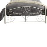 Benzara Metal Full Size  Platform Bed with Scrollwork Details, White BM219738 White Metal BM219738