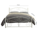 Benzara Metal Full Size  Platform Bed with Scrollwork Details, White BM219738 White Metal BM219738