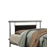 Benzara Metal Frame Twin Size Platform Bed with Fabric Padding, Silver and Brown BM219740 Silver and Brown Metal and Fabric BM219740