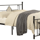 Benzara Full Size Metal Platform Bed with Quatrefoil Design Inlay, Black BM219743 Black Metal BM219743