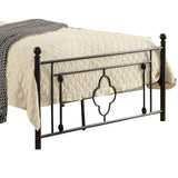 Benzara Full Size Metal Platform Bed with Quatrefoil Design Inlay, Black BM219743 Black Metal BM219743