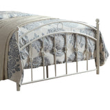 Benzara Arched Shape Full Size Metal Platform Bed with Motif Bars, White BM219744 White Metal BM219744