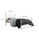 Benzara Arched Shape Twin Size Metal Platform Bed with Motif Bars, White BM219745 White Metal BM219745