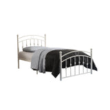 Arched Shape Twin Size Metal Platform Bed with Motif Bars, White