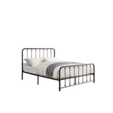 Industrial Metal Full Bed with Spindle Design, Antique Bronze