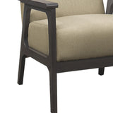 Benzara Fabric Upholstered Accent Chair with Straight Arms, Light Brown BM219765 Brown Solid Wood and Fabric BM219765