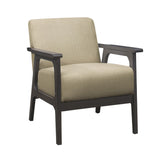 Fabric Upholstered Accent Chair with Straight Arms, Light Brown