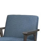 Benzara Fabric Upholstered Accent Chair with Straight Arms, Blue BM219766 Blue Solid Wood and Fabric BM219766