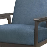 Benzara Fabric Upholstered Accent Chair with Straight Arms, Blue BM219766 Blue Solid Wood and Fabric BM219766