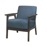 Fabric Upholstered Accent Chair with Straight Arms, Blue