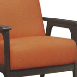 Benzara Fabric Upholstered Accent Chair with Straight Arms, Orange BM219767 Orange Solid Wood and Fabric BM219767