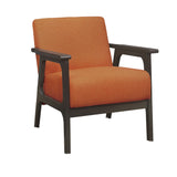 Fabric Upholstered Accent Chair with Straight Arms, Orange