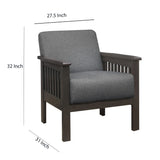 Benzara Fabric Upholstered Accent Chair with Mission Arms, Dark Gray BM219768 Gray Solid Wood and Fabric BM219768