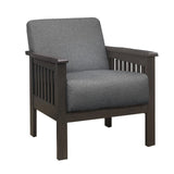 Fabric Upholstered Accent Chair with Mission Arms, Dark Gray