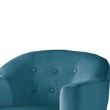 Benzara Fabric Upholstered Accent Chair with Stitching Details, Blue BM219771 Blue Solid Wood and Fabric BM219771