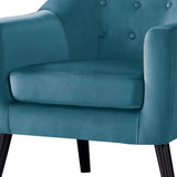 Benzara Fabric Upholstered Accent Chair with Stitching Details, Blue BM219771 Blue Solid Wood and Fabric BM219771