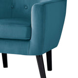 Benzara Fabric Upholstered Accent Chair with Stitching Details, Blue BM219771 Blue Solid Wood and Fabric BM219771