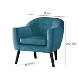 Benzara Fabric Upholstered Accent Chair with Stitching Details, Blue BM219771 Blue Solid Wood and Fabric BM219771