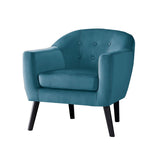 Benzara Fabric Upholstered Accent Chair with Stitching Details, Blue BM219771 Blue Solid Wood and Fabric BM219771