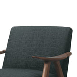 Benzara Fabric Upholstered Accent Chair with Curved Armrests, Dark Gray BM219774 Gray Solid Wood and Fabric BM219774