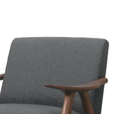 Benzara Fabric Upholstered Accent Chair with Curved Armrests, Gray BM219775 Gray Solid Wood and Fabric BM219775