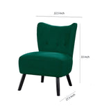Benzara Upholstered Armless Accent Chair with Flared Back and Button Tufting, Green BM219777 Green Solid Wood and Fabric BM219777