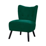 Benzara Upholstered Armless Accent Chair with Flared Back and Button Tufting, Green BM219777 Green Solid Wood and Fabric BM219777