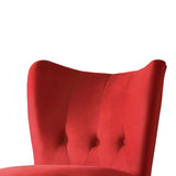 Benzara Upholstered Armless Accent Chair with Flared Back and Button Tufting, Red BM219779 Red Solid Wood and Fabric BM219779