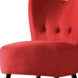 Benzara Upholstered Armless Accent Chair with Flared Back and Button Tufting, Red BM219779 Red Solid Wood and Fabric BM219779