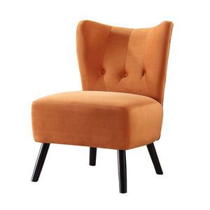 Benzara Upholstered Armless Accent Chair with Flared Back and Button Tufting, Orange BM219780 Orange Solid Wood and Fabric BM219780