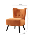 Benzara Upholstered Armless Accent Chair with Flared Back and Button Tufting, Orange BM219780 Orange Solid Wood and Fabric BM219780