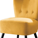 Benzara Upholstered Armless Accent Chair with Flared Back and Button Tufting, Yellow BM219781 Yellow Solid Wood and Fabric BM219781