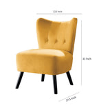 Benzara Upholstered Armless Accent Chair with Flared Back and Button Tufting, Yellow BM219781 Yellow Solid Wood and Fabric BM219781