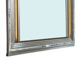 Benzara Wooden Frame Dresser Mirror with LED  Light, Gray and Clear BM219794 Gray and silver Solid Wood, Mirror and LED BM219794