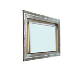 Benzara Wooden Frame Dresser Mirror with LED  Light, Gray and Clear BM219794 Gray and silver Solid Wood, Mirror and LED BM219794