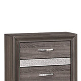 Benzara 2 Drawer Wooden Nightstand with 1 Hidden Jewelry Drawers, Gray and Silver BM219795 Gray and silver Solid Wood and Faux Wood Veneer BM219795