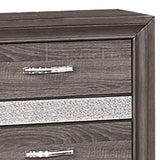 Benzara 2 Drawer Wooden Nightstand with 1 Hidden Jewelry Drawers, Gray and Silver BM219795 Gray and silver Solid Wood and Faux Wood Veneer BM219795